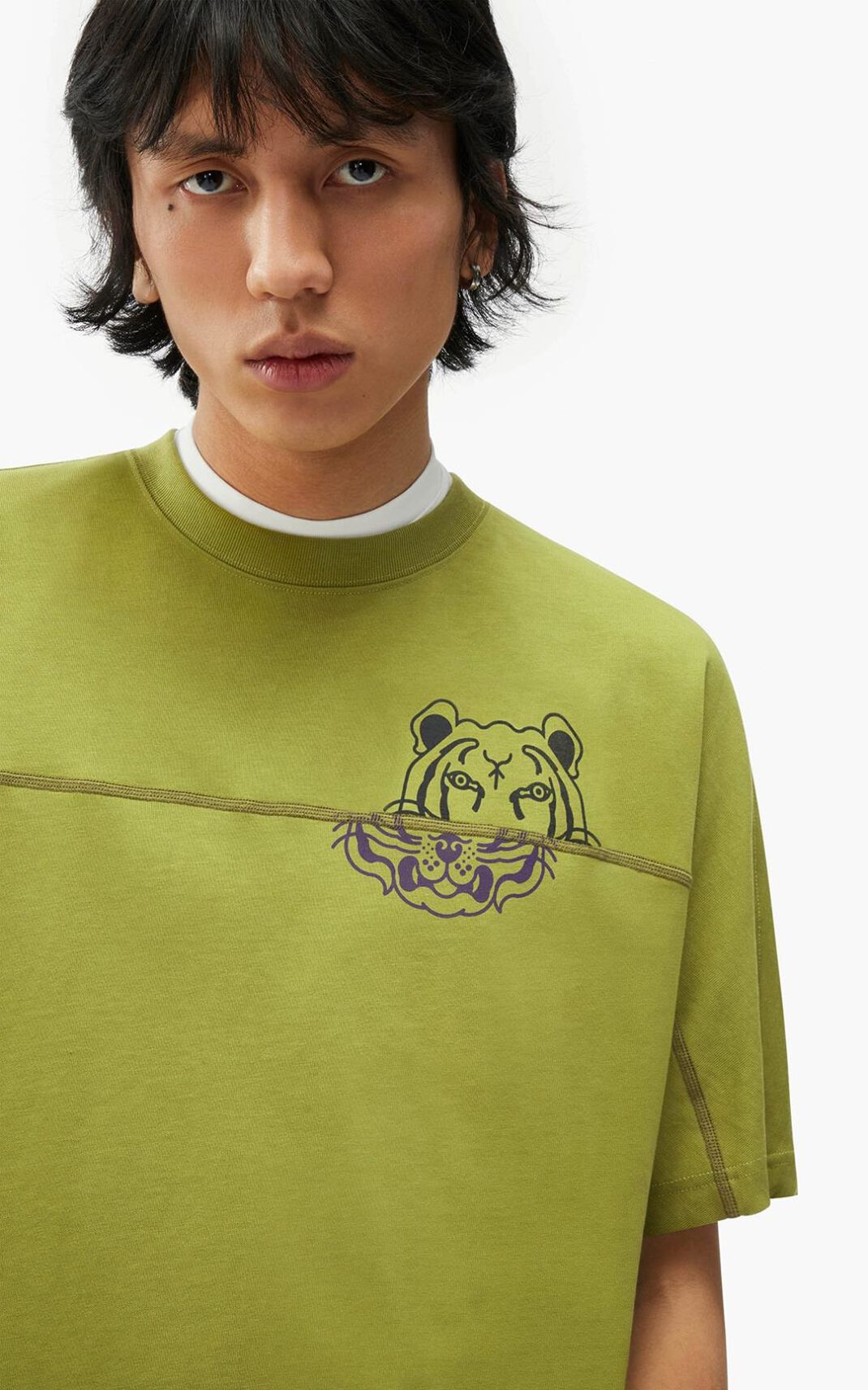 Kenzo K 虎 oversized Tシャツ メンズ オリーブ - GUMLYW573